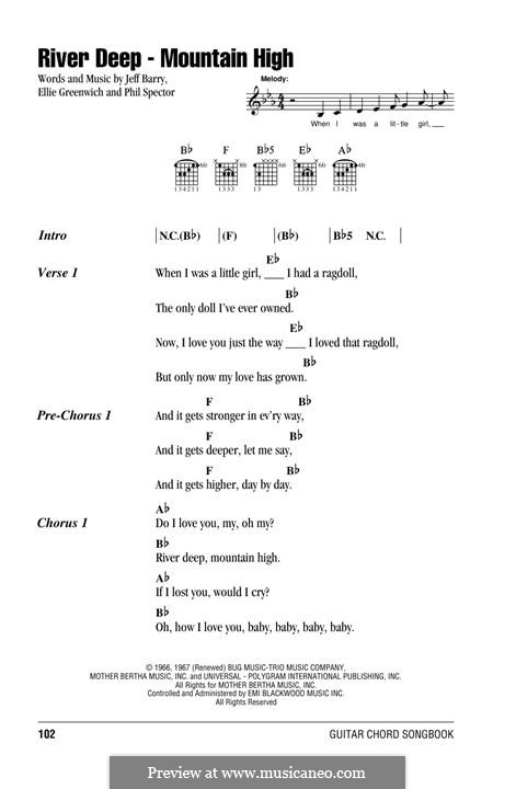 River Deep - Mountain High: Lyrics and chords by Ellie Greenwich, Jeff Barry, Phil Spector