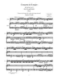 Concerto for Violin and Strings No.12 in E Major, RV 265: Arrangement for flute and piano by Antonio Vivaldi