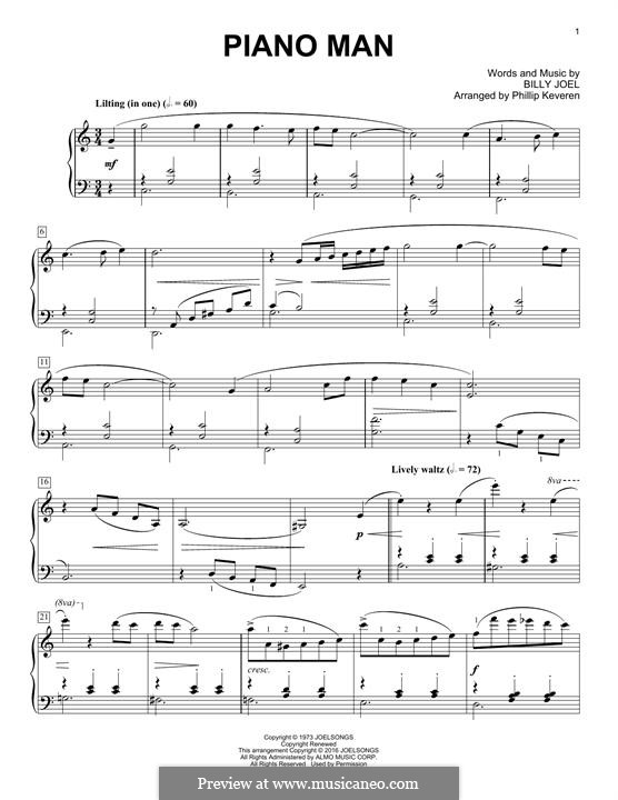 Piano Man By B Joel Sheet Music On Musicaneo