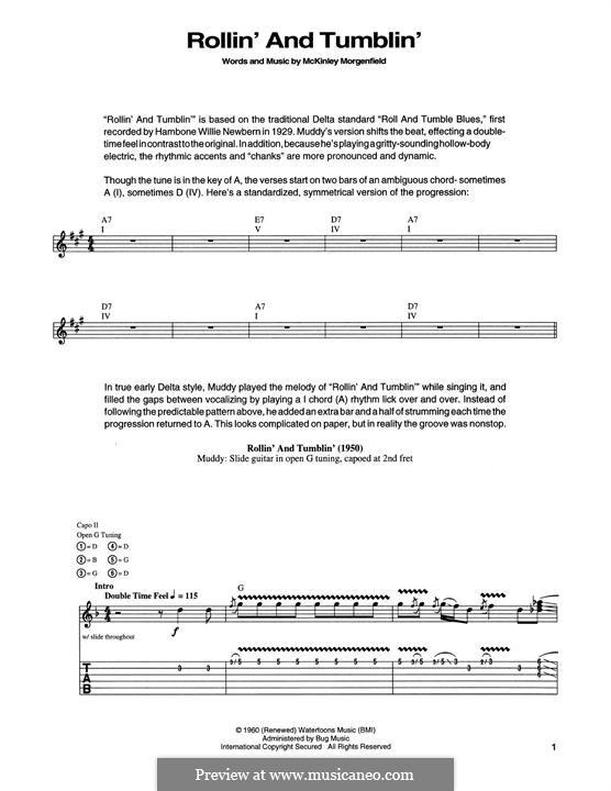 Rollin' and Tumblin' (Cream): For guitar with tab by Muddy Waters