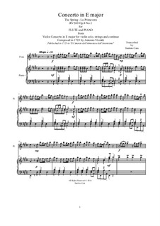 Violin Concerto No.1 in E Major 'La primavera', RV 269: Arrangement for flute and piano by Antonio Vivaldi