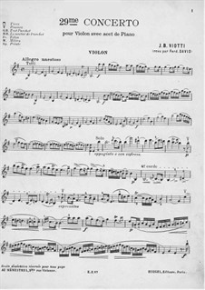 Violin Concerto No.29 in E Minor, WI:29: Version for violin and piano – violin part by Giovanni Battista Viotti