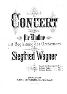 Violin Concerto in G Major: Version for violin and piano by Siegfried Wagner