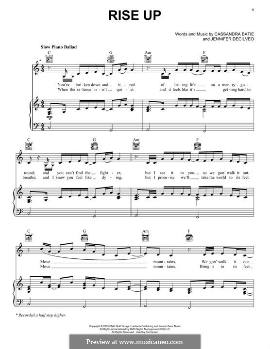 Rise up andra day by c batie j decilveo sheet music on musicaneo