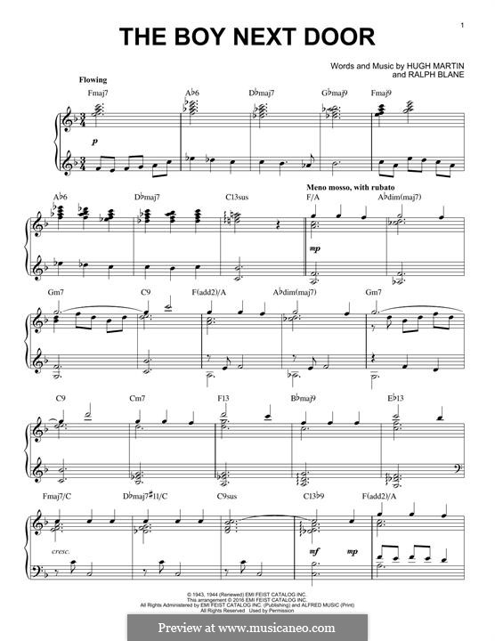 The Boy Next Door (Judy Garland): For piano by Hugh Martin, Ralph Blane