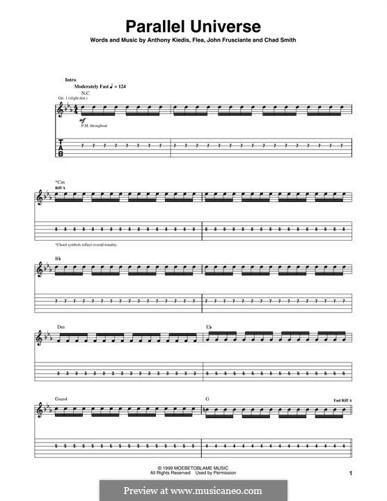 Parallel Universe (Red Hot Chili Peppers): For guitar with tab by Flea, Anthony Kiedis, Chad Smith, John Frusciante