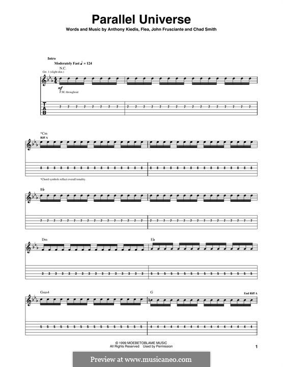 Parallel Universe (Red Hot Chili Peppers): For guitar with tab by Flea, Anthony Kiedis, Chad Smith, John Frusciante
