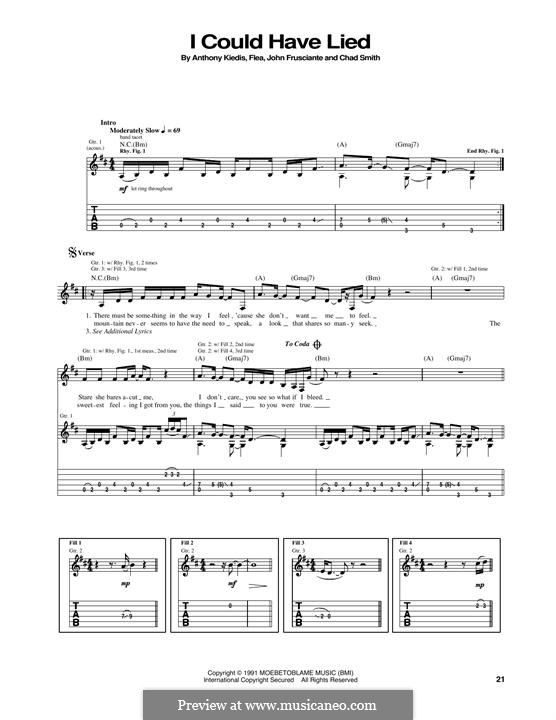 I Could Have Lied Red Hot Chili Peppers By Flea A Kiedis C Smith J Frusciante On Musicaneo I Could Have Lied Red Hot Chili Peppers By Flea A Kiedis C Smith J Frusciante On Musicaneo