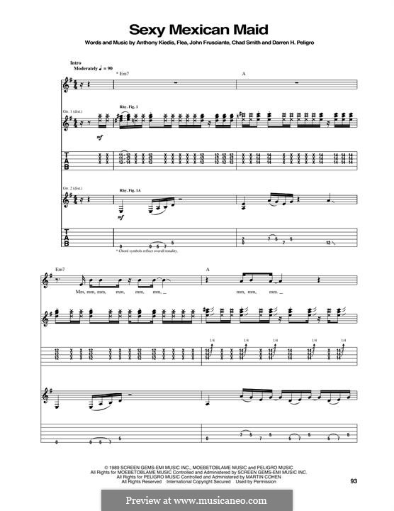 Sexy Mexican Maid (Red Hot Chili Peppers): For guitar with tab by Flea, Anthony Kiedis, Chad Smith, John Frusciante, Darren H. Peligro