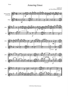 6 simple duets based on hymns: Amazing Grace, for penny whistle (or piccolo) and flute by folklore, Charles Hutchinson Gabriel, Phoebe Palmer Knapp, John Bacchus Dykes, Eugene Bartlett