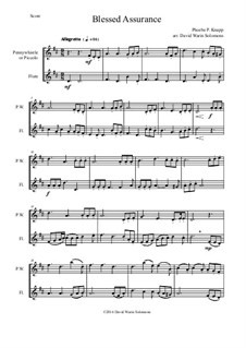 6 simple duets based on hymns: Blessed Assurance, for penny whistle (or piccolo) and flute by folklore, Charles Hutchinson Gabriel, Phoebe Palmer Knapp, John Bacchus Dykes, Eugene Bartlett