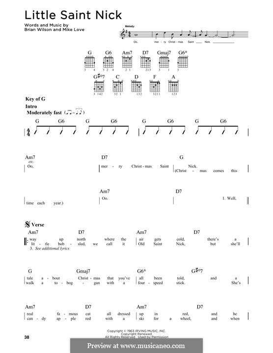 Little Saint Nick (The Beach Boys): For guitar with tab by Brian Wilson, Mike Love