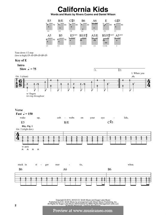 California Kids (Weezer): For guitar with tab by Daniel Wilson, Rivers Cuomo