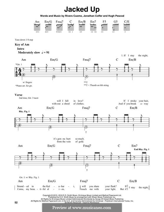 Jacked Up (Weezer): For guitar with tab by Rivers Cuomo, Hugh Pescod, Jonathan Coffer