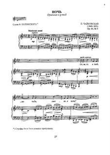 Twelve Romances, TH 106 Op.60: No.9 Night by Pyotr Tchaikovsky