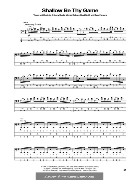 Shallow Be Thy Game (Red Hot Chili Peppers): For bass guitar with tab by Flea, Anthony Kiedis, Chad Smith, Dave Navarro