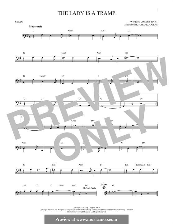 The Lady is a Tramp (Frank Sinatra): For cello by Richard Rodgers