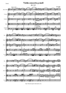 Concerto for Violin and Strings in G Minor, RV 325: Score and parts by Antonio Vivaldi