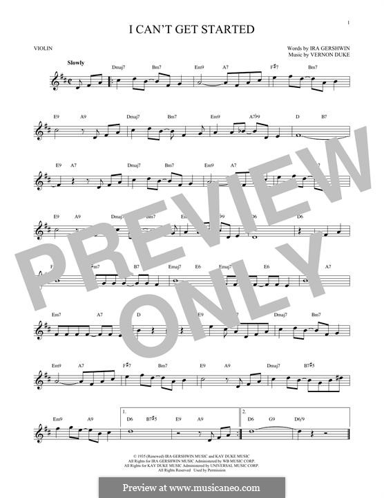 I Can't Get Started with You: For violin by Vernon Duke