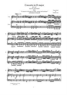 Concerto for Flute and Piano in D Major, RV 427: Score, solo part by Antonio Vivaldi