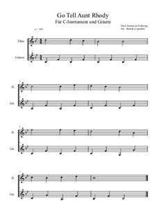 Go Tell Aunt Rhody: For C-instrument and guitar (B flat Major) easy version by folklore