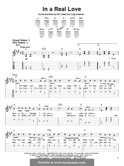 In A Real Love (Phil Vassar): For guitar with tab by Craig Wiseman