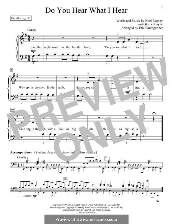 Piano version: For a single performer by Gloria Shayne, Noël Regney