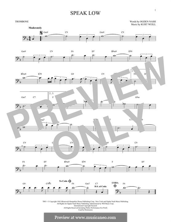 Speak Low: For trombone by Kurt Weill