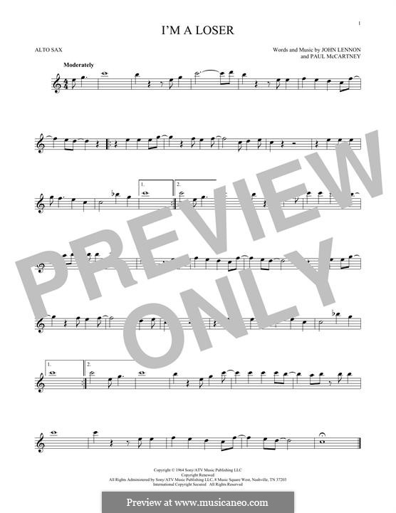 I'm a Loser (The Beatles): For alto saxophone by John Lennon, Paul McCartney