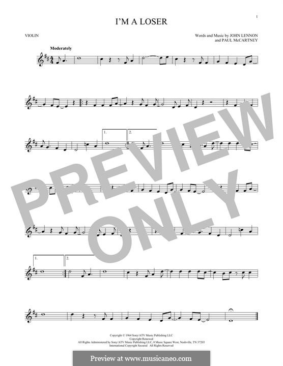 I'm a Loser (The Beatles): For violin by John Lennon, Paul McCartney