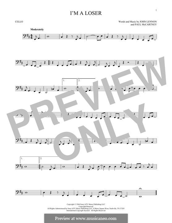 I'm a Loser (The Beatles): For cello by John Lennon, Paul McCartney