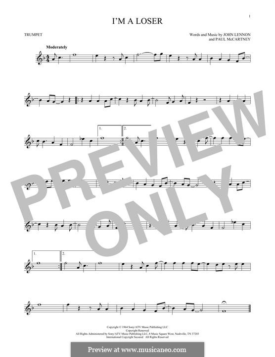 I'm a Loser (The Beatles): For trumpet by John Lennon, Paul McCartney