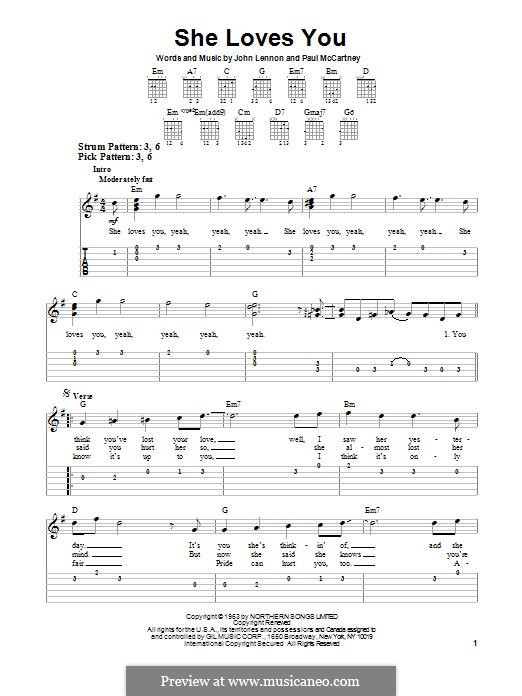 She Loves You (The Beatles): For guitar with tab by John Lennon, Paul McCartney