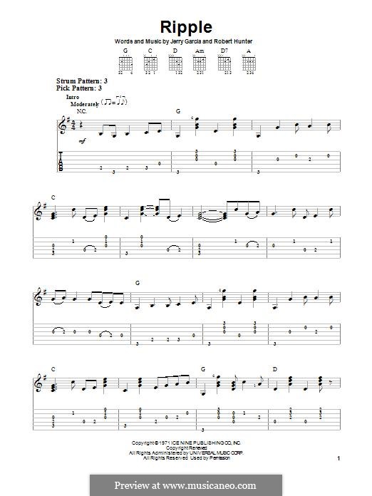 Ripple (The Grateful Dead): For guitar with tab by Jerry Garcia, Robert Hunter