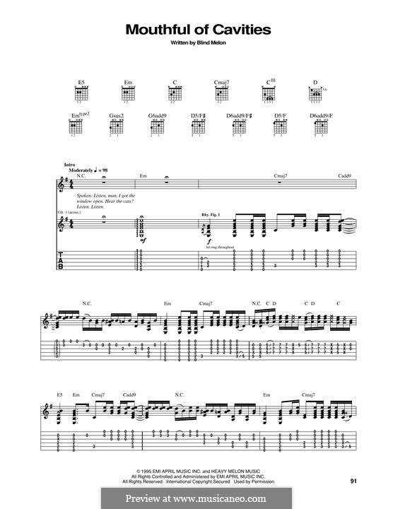 Mouthful of Cavities: For guitar with tab by Blind Melon