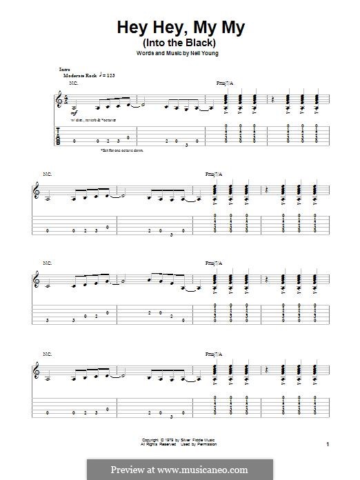 Hey Hey, My My (Into the Black) Oasis: For guitar with tab by Neil Young