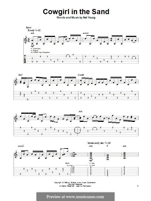 Cowgirl in the Sand: For guitar with tab by Neil Young