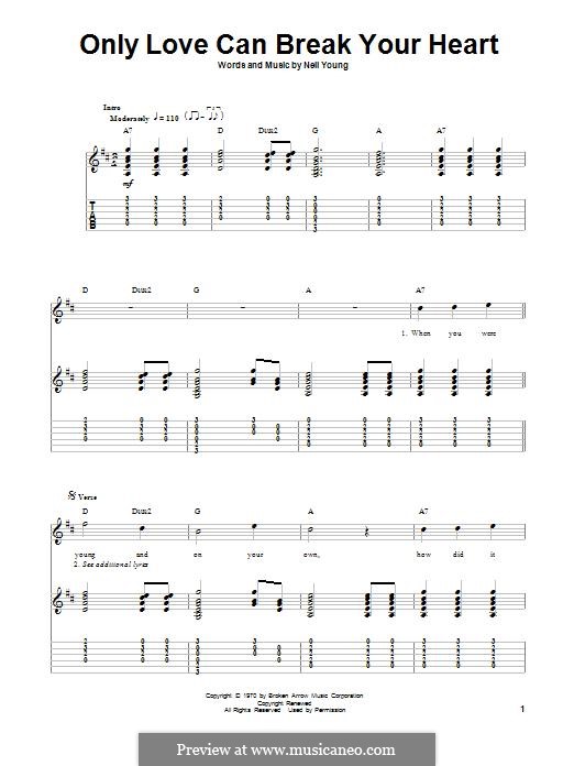 Only Love Can Break Your Heart by N. Young sheet music on MusicaNeo