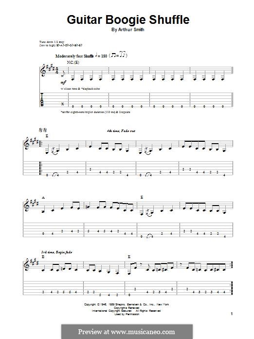 Guitar Boogie Shuffle (The Virtues): For guitar with tab by Arthur Smith