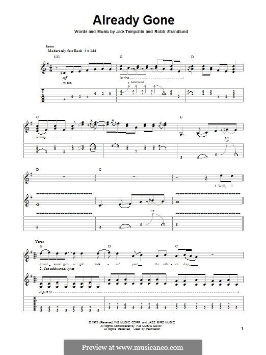 Already Gone (Eagles): For guitar with tab by Jack Tempchin, Robb Strandlund