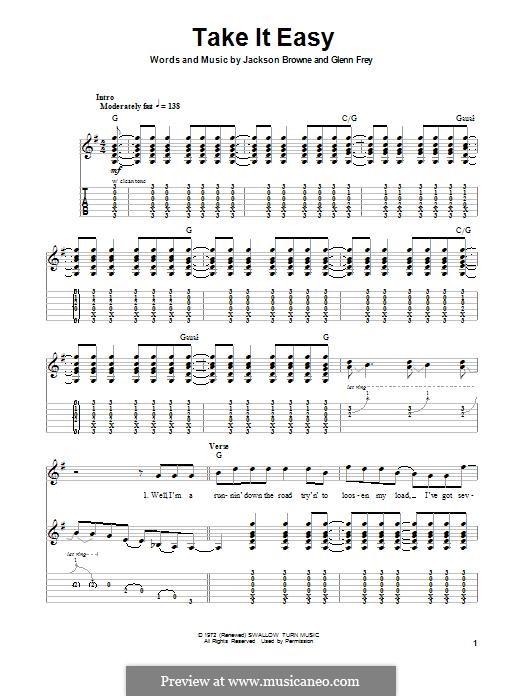 Take It Easy (The Eagles): For guitar with tab by Glen Frey, Jackson Browne