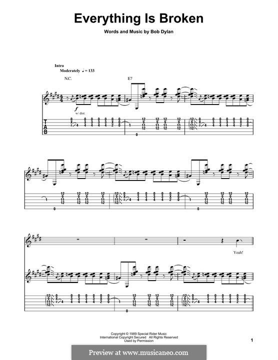 Everything Is Broken: For guitar with tab by Bob Dylan