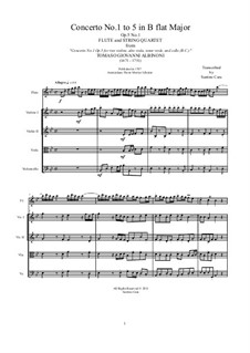 Twelve Concertos for Strings, Op.5: Concerto No.1 in B Flat Major. Version for flute and string quartet by Tomaso Albinoni