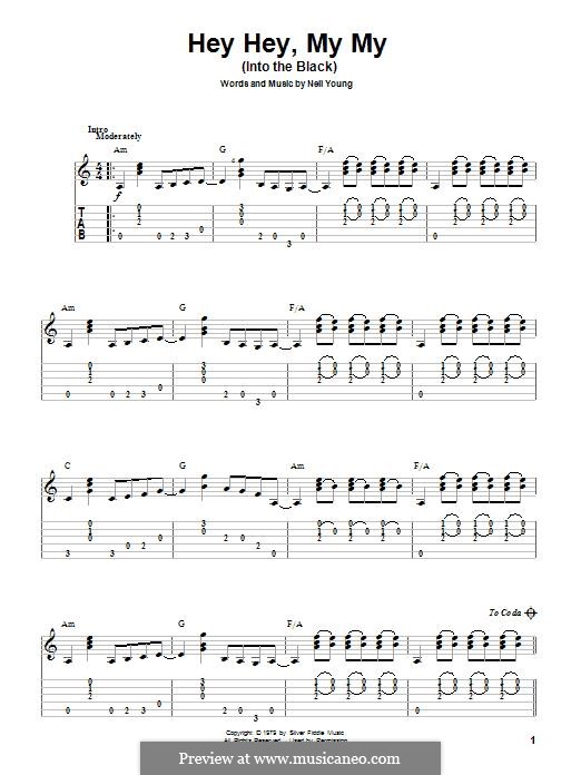 Hey Hey, My My (Into the Black) Oasis: For guitar with tab by Neil Young
