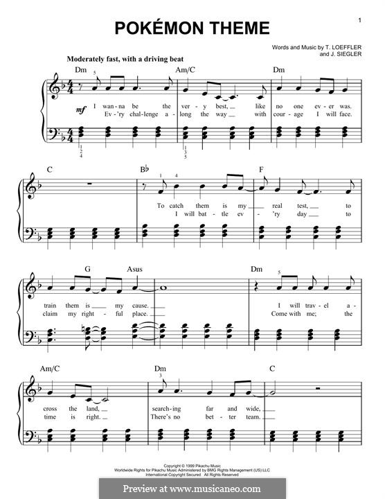 Pokemon Theme: For piano by J. Siegler, T. Loeffler