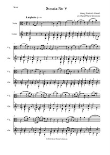 Sonata for Flute and Harpsichord in F Major, HWV 369 Op.1 No.11: Version for viola and guitar by Georg Friedrich Händel