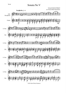 Sonata for Flute and Harpsichord in F Major, HWV 369 Op.1 No.11: Version for alto saxophone and guitar by Georg Friedrich Händel