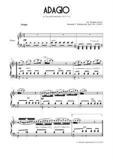 Concerto for Oboe and Stings in D Minor, Op.2: Adagio. Arrangement for piano, Ор.41 No.6 by Alessandro Marcello