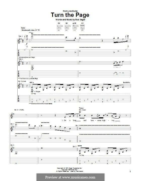 Turn the Page: For guitar with tab by Bob Seger