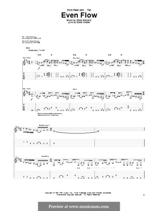 Even Flow (Pearl Jam) by S. Gossard - sheet music on MusicaNeo